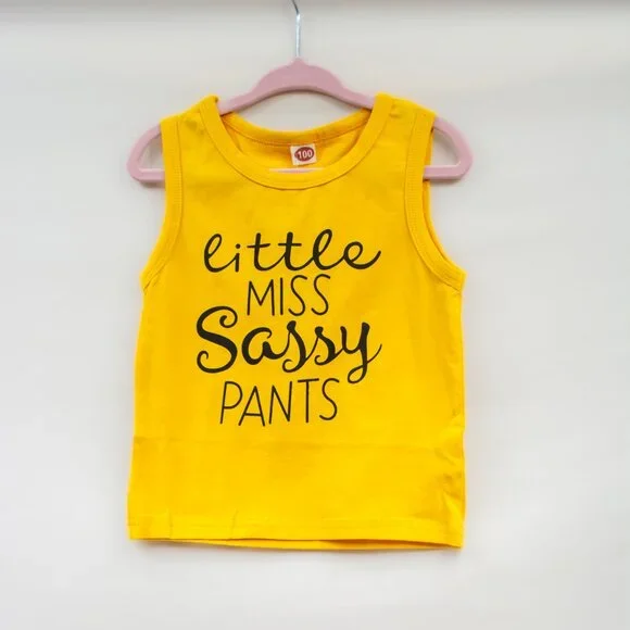 PigMama - 'Little Miss Sassy Pants' Yellow Tank Top (NWT) - Picture 1 of 4